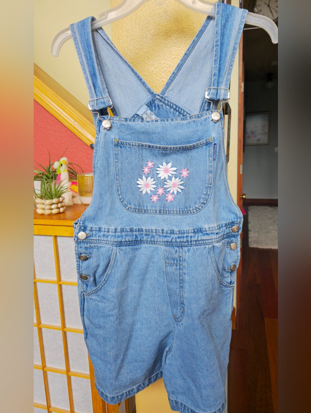 No Excuses Overall Short With Daisy Embroidery Size M